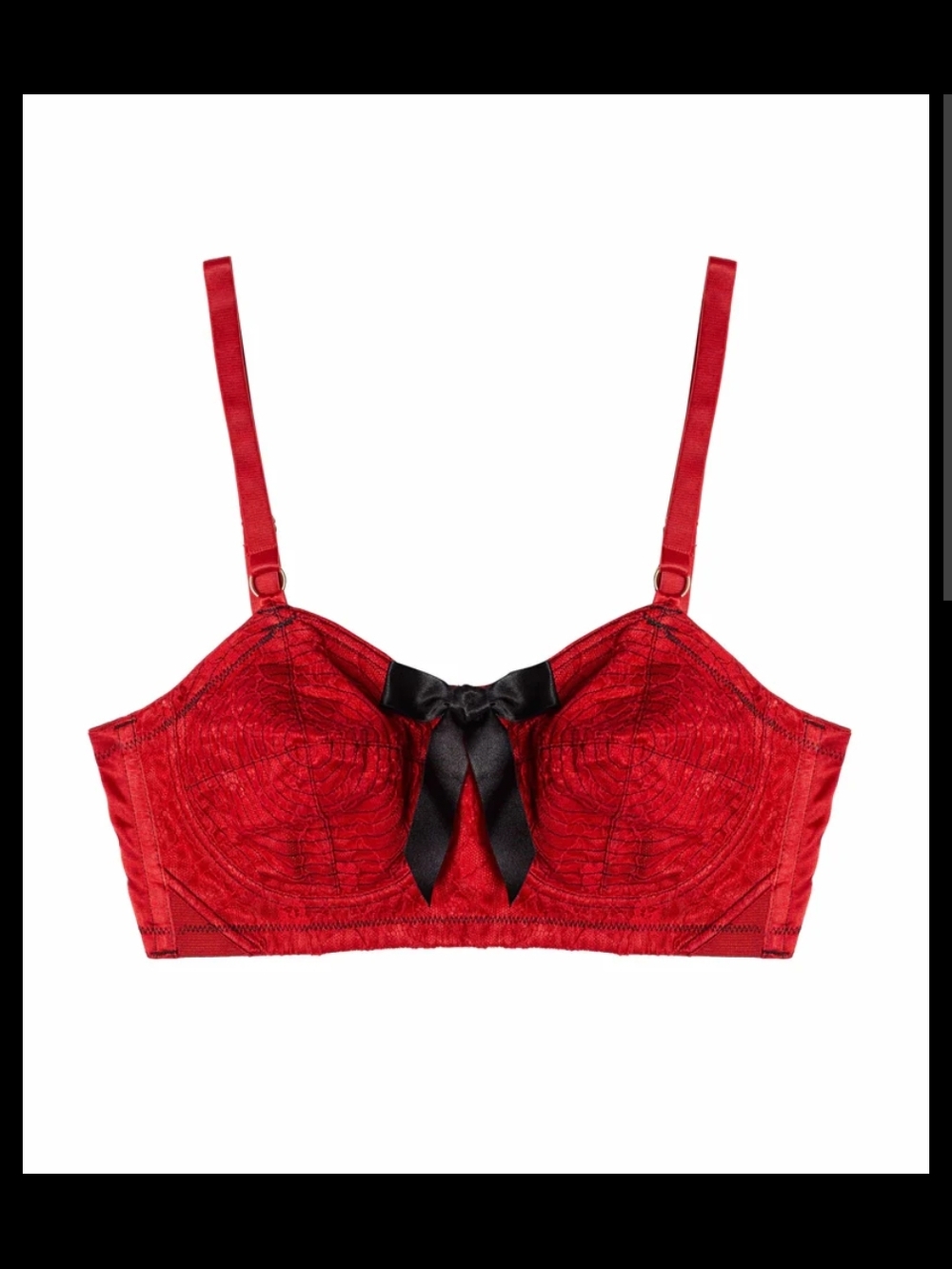 Bettie Page Lingerie Playful Promises Elsie red black retro bullet bra NWT 40DD
